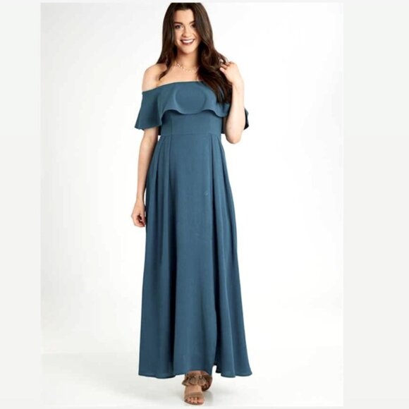 Altar'd State Dayla Maxi Dress Vintage Teal Size - Picture 2 of 4